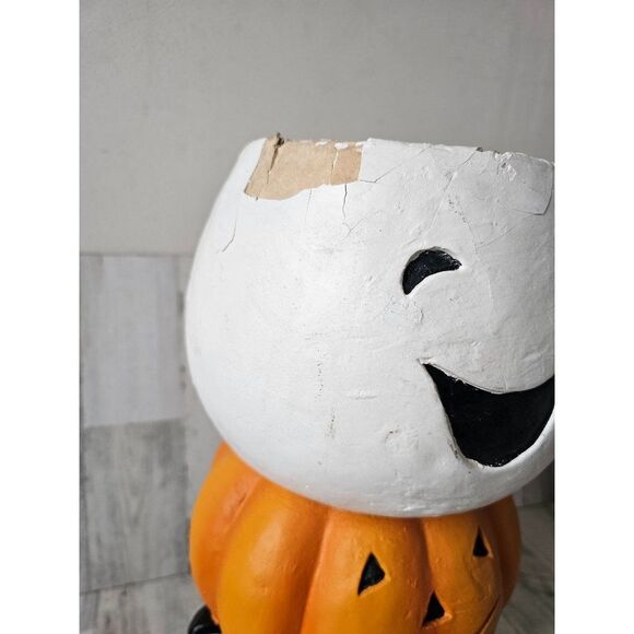 Halloween cat ghost candy bowl totem jack-o'-lantern pumpkin unique vintage deco - Picture 2 of 10